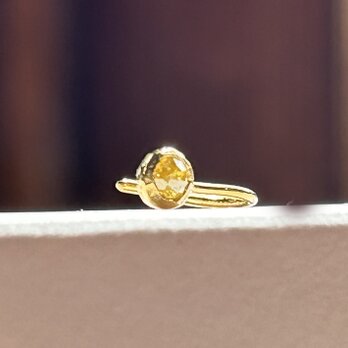◇ローズカット天然イエロー・ダイアモンド 純金クリップピアス◇K24 Pure Gold+Diamond（片耳分）の画像