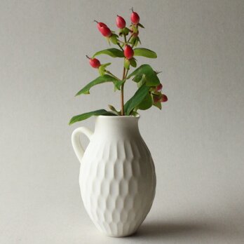 花器　しのぎ　クリームホワイト　e