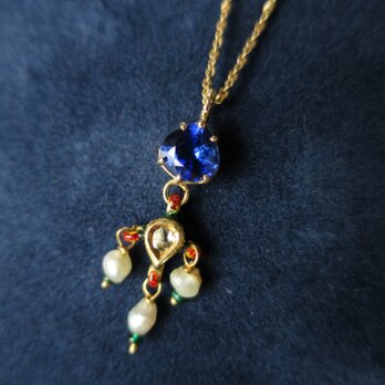 Ｋ18 Kyanite　Kundan Meena　Necklaceの画像