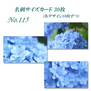 No.115  大好きな青いアジサイ     名刺サイズカード　30枚の画像