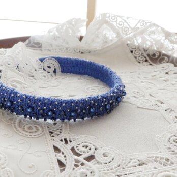 リネン１００％・青のチョーカー　ｔ様専用