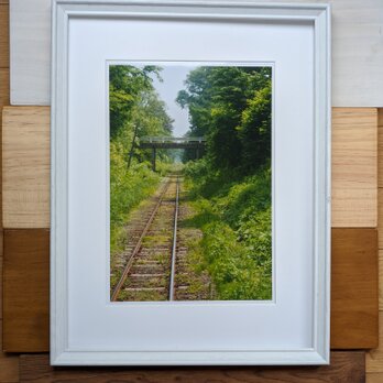 風景写真 A4　緑をはしる線路の画像