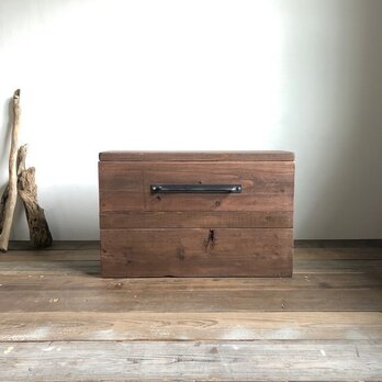 数量限定　M-BOX-mini　収納　ボックス　椅子　ベンチ キャスター　収納箱　古材　木箱　アイアン　ウッドボックスの画像
