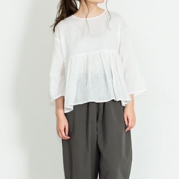 Heavenly 2036072 コットンリネンギャザープルオーバー（ホワイト）