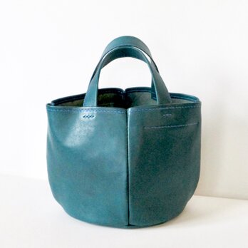 イタリア革のカゴ型バッグ（オルテンシア・緑青）の画像