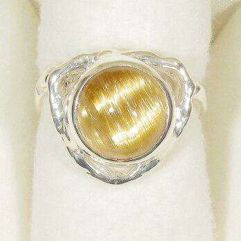 5.07ctルチルクォーツキャッツアイとSV925の指輪（リングサイズ：9-10号の方に推奨、ロジウム、金線入り水晶）の画像