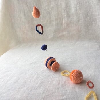 knit glass  ガーランド ・薄いオレンジ　ネイビーの画像