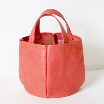 イタリア革のカゴ型バッグ （R.アンティコ・コーラルピンク）の画像
