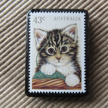 オーストラリア　子猫切手ブローチ　6358の画像