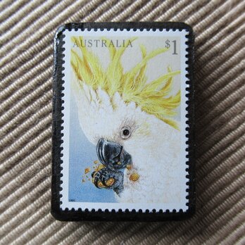 オーストラリア　オオム切手ブローチ　6359の画像