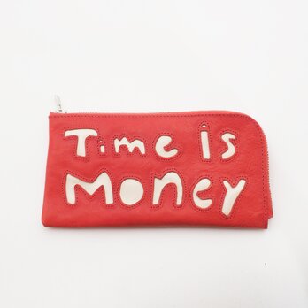 cow leather Long wallet [time is money]（赤）18×9/財布/wl001timeの画像