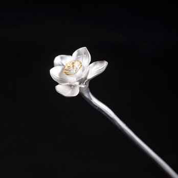スイセンの花のかんざし　水仙　シルバー　K007の画像