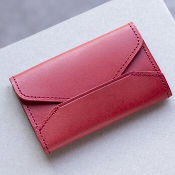 イタリアンレザーで作った発色の良いエンベロープ型　名刺ケース　レッド　apo-13bu