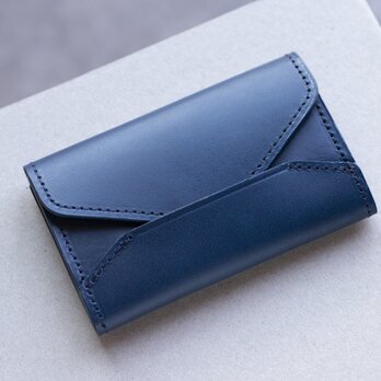 イタリアンレザーで作った発色の良いエンベロープ型　名刺ケース　ネイビー　apo-13bu