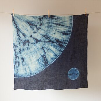 本藍染め麻風呂敷（月夜）