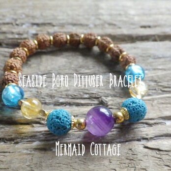 Seaside Boho Diffuser Bracelet アロマブレスレット☆アメジスト☆ルドラクシャ☆Sの画像