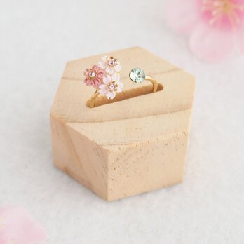 ⟪全4種⟫ 桜の花かごとルフレのリング （ つまみ細工＊受注制作 ）の画像
