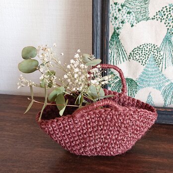 珈琲色の糸で編んだミニバッグの画像