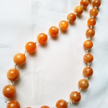 ネックレス オレンジ 天然石　カルサイト　シルバー　レディースブランドの画像