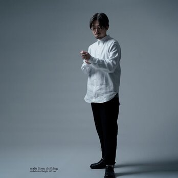 【Lサイズ】【プレミアム】Linen Shirt ドレスシャツ 高密度 ツイル / ホワイト t035i-wht3-lの画像
