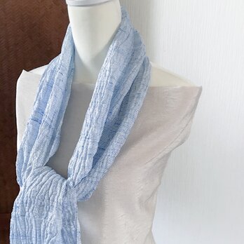 | 再入荷 | silk100%：京都丹後 織りストール 水色の画像