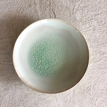 緑とピンクの丸小皿φ13cm