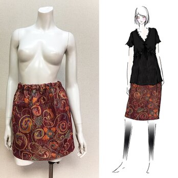 【1点もの・デザイン画付き】ゴブラン織り膝上光沢スカート（KOJI TOYODA）の画像
