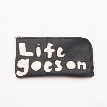 cow leather Long wallet [life goes on]（黒）18×9/財布/wl001lifeの画像