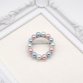 マリンカラーパールのサークルブローチ