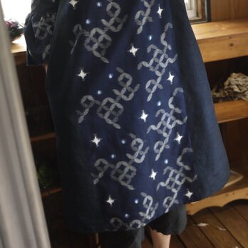 久留米絣からふんわり袖ワンピースの画像