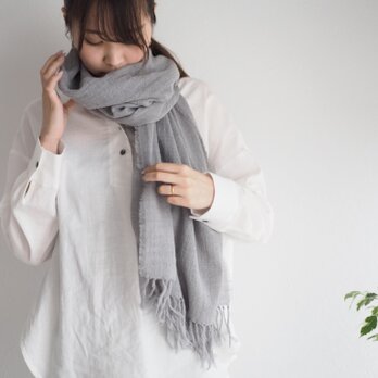 ウールガーゼのストール　グレー　No.127
