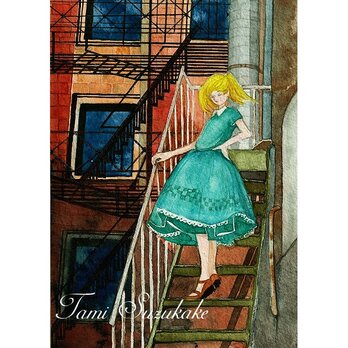 アートポスター「非常階段の少女」の画像