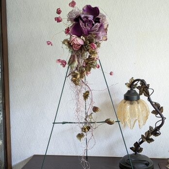 布花リース（紫の大きな薔薇) / 152507862の画像