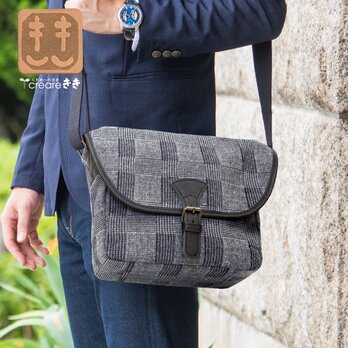 【岡山 ジャガードデニム】Glen Check  Ff/メッセンジャーバッグ  Dom-104の画像