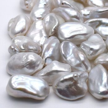大粒 ケシ バロック淡水パール ペア 2粒 14~16mm*8.5~10.5mm メタリック 真珠 素材 パーツの画像