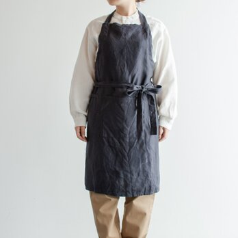 TE-001 ［日本製品染め］リネン シェフエプロン（プラムグレー）teint