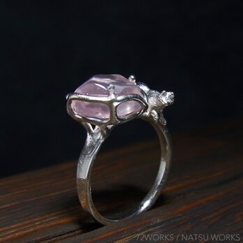 ローズクォーツと猫 リング ＊ Rose Quartz & Cat Ringの画像