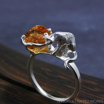 シトリンと猫 リング ＊  Citrine & Cat Ring llの画像