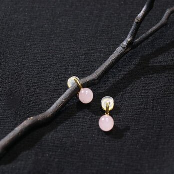ローズクウォーツのイヤリング（Sv925・微調整可能・シリコン付き）