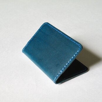 ♦️XmasSALE　イタリア革ブッテーロのシンプルカードケース（ブルー）の画像