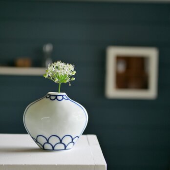 【再販】庭のお花いちりん 染付の花びん S