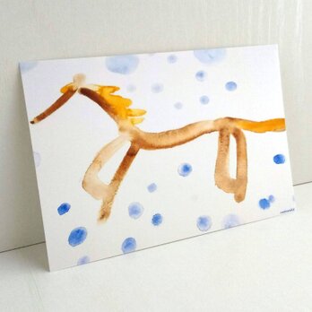 馬　水彩画　ポストカード2枚セット　ホース　癒し　ナチュラル　アート　ナチュラコの画像