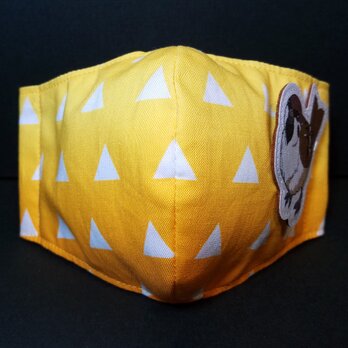 ZC-000 フェイス 立体 布 インナー マスク ハンドメイド 伝統 和柄 和風 かっこいい 鱗文様 雀飾りの画像