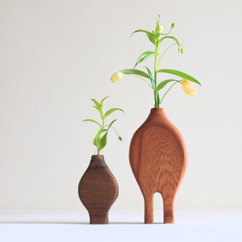 木の親子花瓶【チーク・欅】の画像