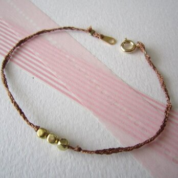 Silk yarn bracelet☆(茶)の画像