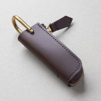 イタリアンレザーで作った1本差しキーケース　チョコ　ブッテーロ　レザー　高級 apo-18bu