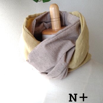 20-14　日本製ベルギーリネンと綿　スカーフ風日除けネックウォーマーの画像