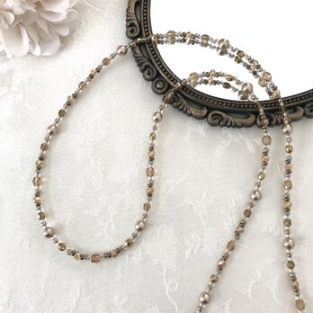 一連 クラシカル ロングネックレス ゴールド チェコガラス ビーズ パール