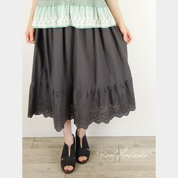 [予約販売] チャコールスカラップレースティアードスカートの画像