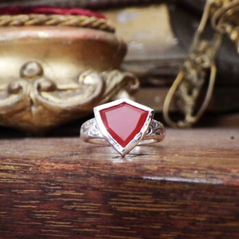 ⅿ様オーダー品盾のカーネリアンリング　SV古美仕上げ